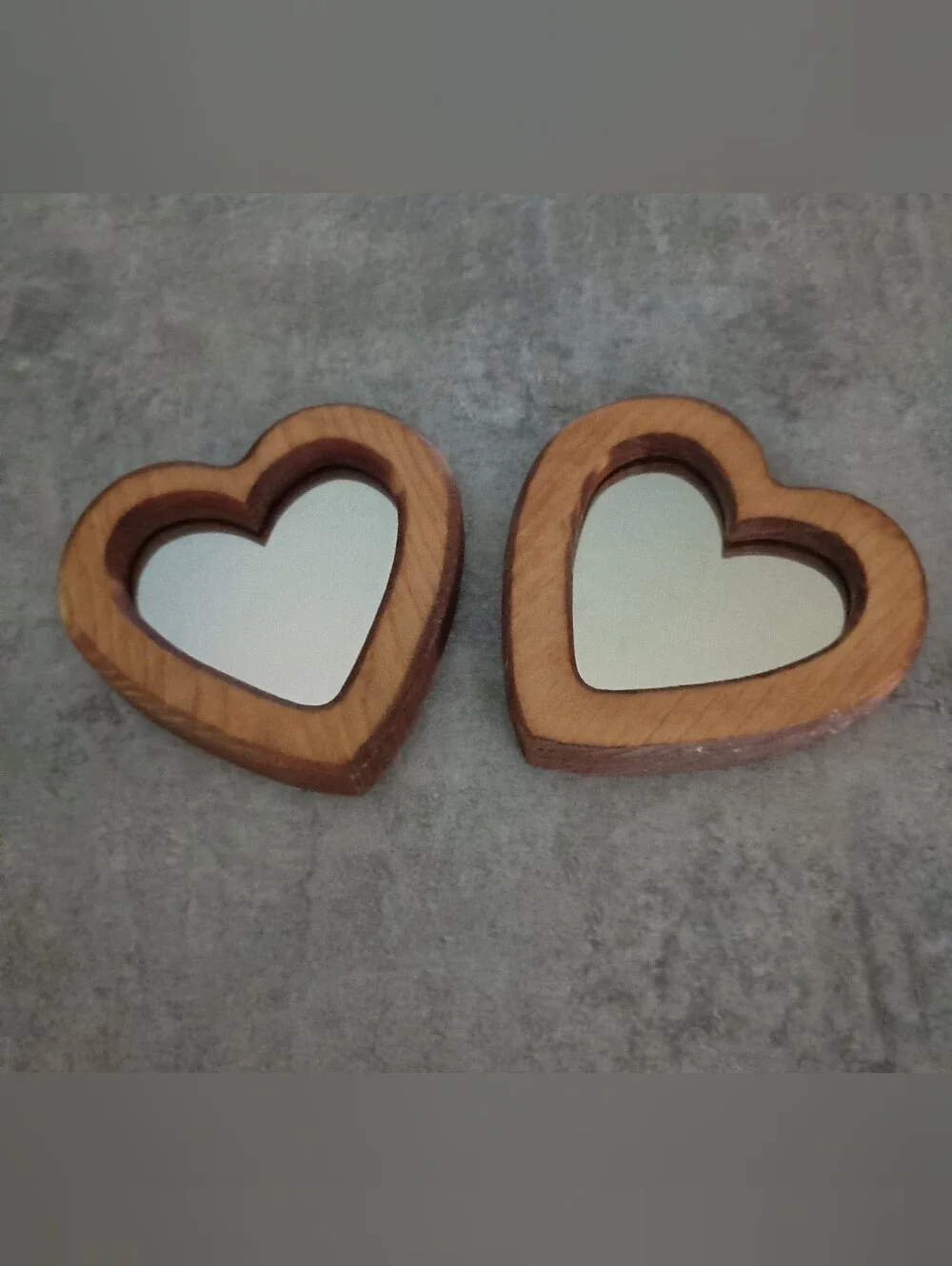Home Interiors Brown Wooden Heart Mirrors with Silver Glass